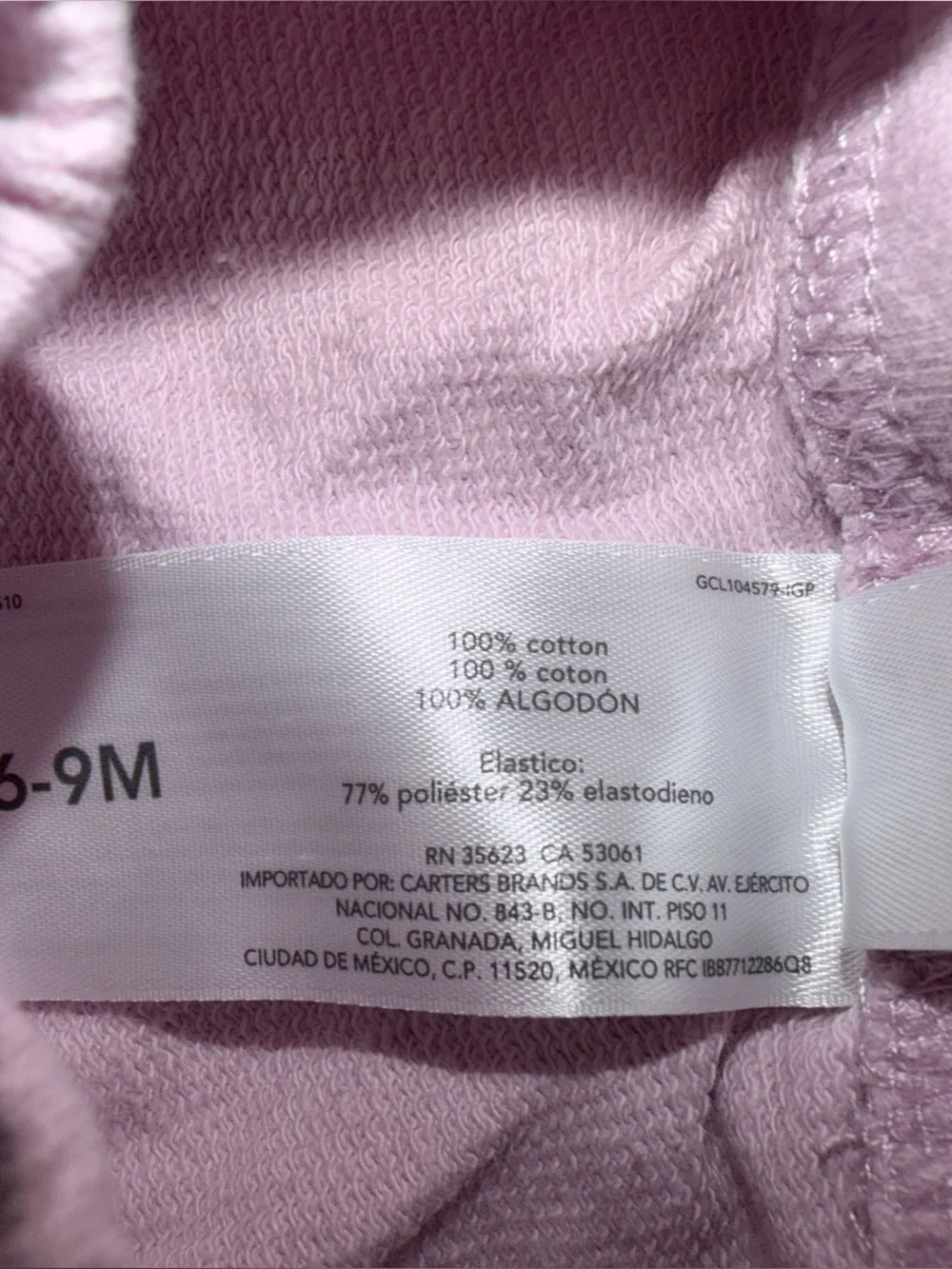Carter's Pink Leaf-Print Jogger Pants 100% Cotton